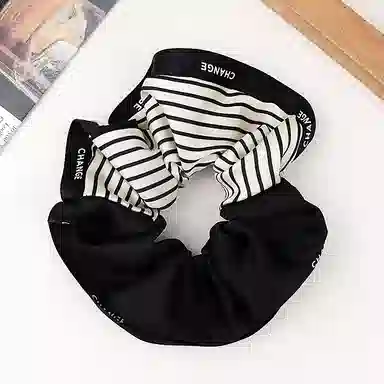 蒙妮 韩系气质 拼色条纹高级感 布艺 发圈 女款