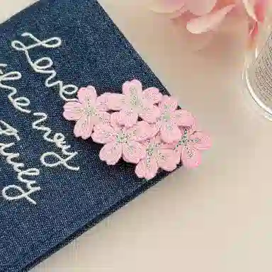 蒙妮 森系甜美刺绣花朵 布艺 发夹 女款