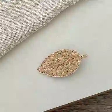 蒙妮 小清新森系刺绣树叶侧边夹 布艺 发夹 男女同款情侣款