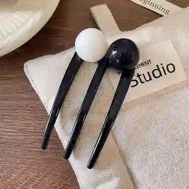 蒙妮 日常通勤三齿梳珍珠簪子 树脂 发簪 女款