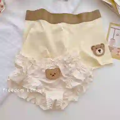 TLXT Cute Bear Lace Low Waist Couple Boxer Briefs