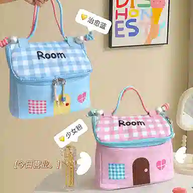 吉圣瑞可爱化妆包 大容量高端分区外出洗漱便携品收纳袋 分区旅行收纳包多巴胺