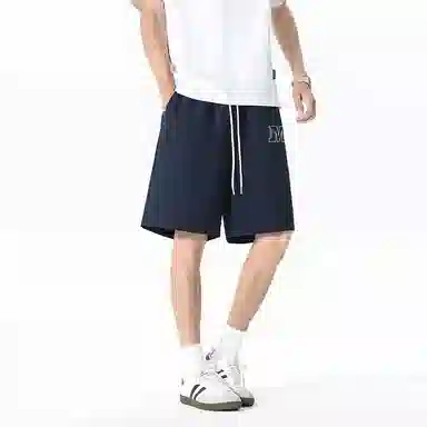 兰缪 美式日系复古百搭简约日常运动高街风基础款设计印花户外通勤山系宽松清爽透气潮流柔软垂感直筒系带休闲短裤 男女同款