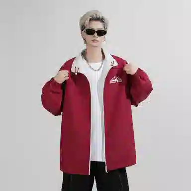 兰缪 美式复古纯色基础款字母防风日常山系通勤户外宽松长袖两面穿夹克外套 男女同款