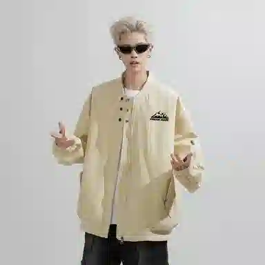 兰缪 美式高街风复古纯色基础款通勤户外休闲宽松夹克外套 男女同款