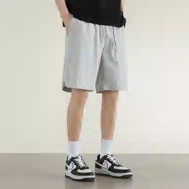 兰缪 美式复古高街风基础款户外日常通勤柔软亲肤舒适纯色系带宽松中腰五分休闲短裤 男女同款