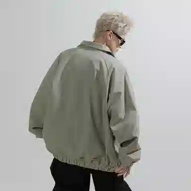 兰缪 美式百搭休闲宽松圆领运动长袖夹克外套 男女同款