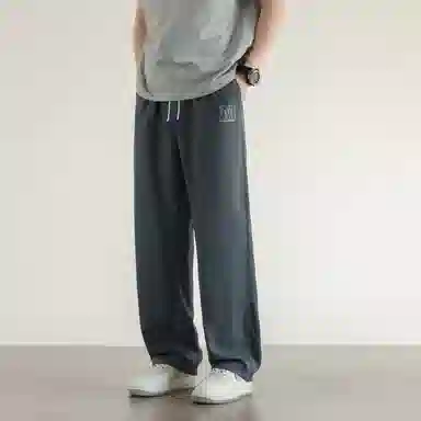 兰缪 美式复古日系高街风简约基础款日常通勤户外山系运动宽松清爽透气潮流柔软百搭亲肤直筒裤长裤垂感系带长裤休闲裤 男女同款