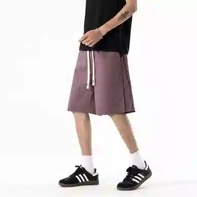 兰缪 美式复古日系简约高街风潮流基础款日常通勤山系户外运动舒适宽松清爽透气百搭柔软亲肤纯色垂感直筒系带休闲短裤 男女同款