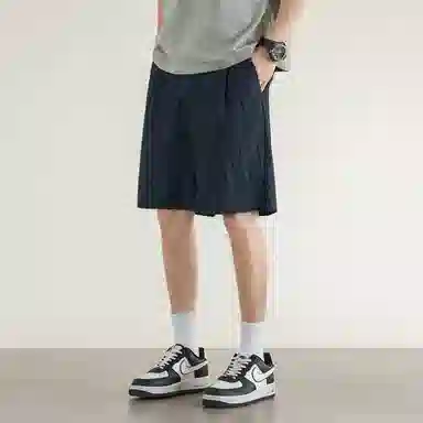 兰缪 美式复古纯色高街风基础款户外日常柔软通勤亲肤舒适透气运动直筒宽松五分裤休闲短裤 男女同款