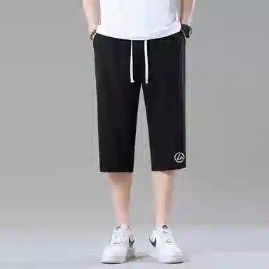 兰缪 美式日系户外复古透气舒适日常运动高街简约基础款设计印花百搭通勤山系宽松清爽潮流柔软垂感直筒纯色系带休闲短裤 男女同款