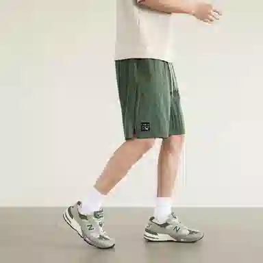 兰缪 日系纯色基础款户外运动简约美式复古品牌轻薄亲肤百搭日常通勤舒适透气系带五分休闲短裤 男女同款