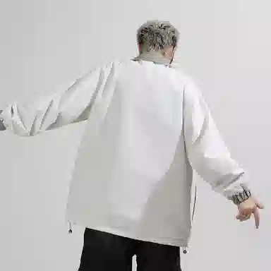 兰缪 美式复古纯色基础款字母防风日常山系通勤户外宽松长袖两面穿夹克外套 男女同款