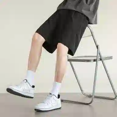 兰缪 美式复古纯色高街风基础款户外日常柔软通勤亲肤舒适透气运动直筒宽松五分裤休闲短裤 男女同款