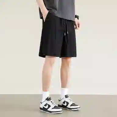 兰缪 美式复古高街风纯色基础款山系户外跑步骑行健身日常柔软通勤亲肤舒适透气运动直筒宽松冰丝凉感速干五分裤休闲短裤 男女同款