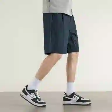 兰缪 美式复古纯色高街风基础款户外日常柔软通勤亲肤舒适透气运动直筒宽松五分裤休闲短裤 男女同款