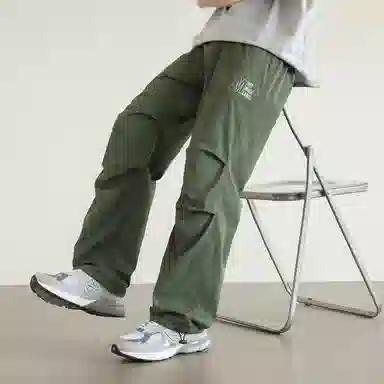 兰缪 日系基础款字母简约日常户外运动透气通勤舒适美式复古时尚百搭宽松直筒休闲裤 男女同款