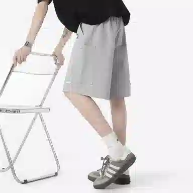 兰缪 美式日系户外日常柔软复古舒适运动透气高街简约基础款印花设计百搭通勤山系宽松清爽直筒潮流垂感纯色系带休闲短裤 男女同款