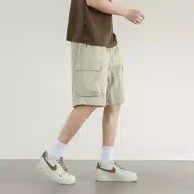 兰缪 纯色基础款运动简约美式复古百搭日常通勤舒适透气五分休闲短裤 男女同款