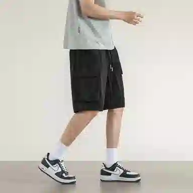 兰缪 纯色基础款运动简约美式复古百搭日常通勤舒适透气五分休闲短裤 男女同款