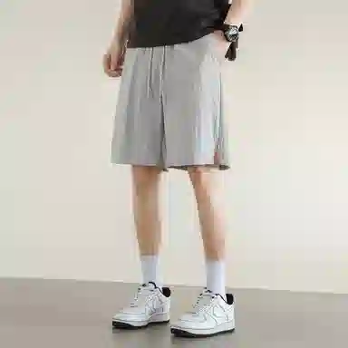 兰缪 美式复古高街风纯色基础款山系户外跑步骑行健身日常柔软通勤亲肤舒适透气运动直筒宽松冰丝凉感速干五分裤休闲短裤 男女同款