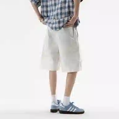 兰缪 美式复古简约高街潮流基础款日常通勤宽松舒适百搭亲肤系带休闲短裤 男女同款