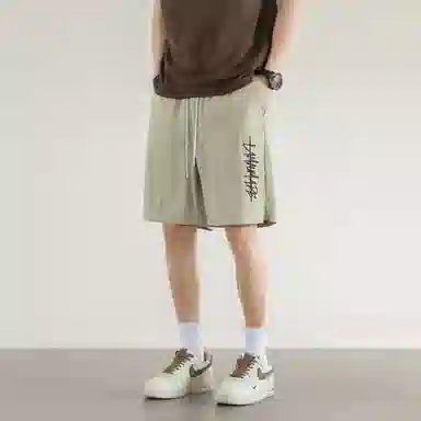 兰缪 日系纯色基础款户外运动简约美式复古品牌轻薄亲肤百搭日常通勤舒适透气系带五分休闲短裤 男女同款