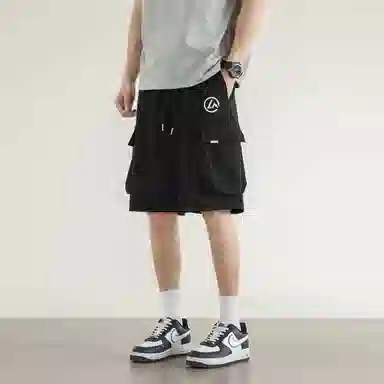 兰缪 纯色基础款运动简约美式复古百搭日常通勤舒适透气五分休闲短裤 男女同款