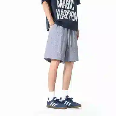 兰缪 美式日系复古百搭简约日常运动高街风基础款设计印花户外通勤山系宽松清爽透气潮流柔软垂感直筒系带休闲短裤 男女同款