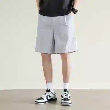 兰缪 美式复古纯色高街风基础款户外日常柔软通勤亲肤舒适透气运动直筒宽松五分裤休闲短裤 男女同款