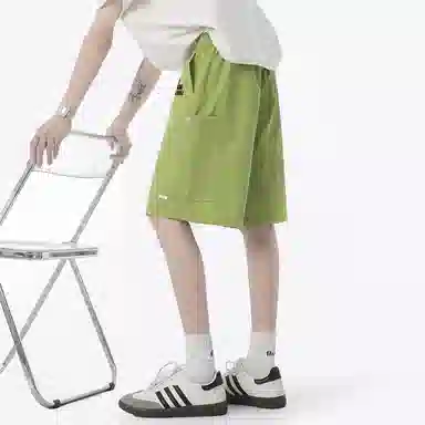 兰缪 美式日系户外日常柔软复古舒适透气运动高街基础款简约印花设计百搭通勤山系宽松清爽直筒潮流垂感纯色系带休闲短裤 男女同款