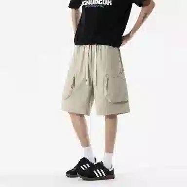 兰缪 美式复古简约高街潮流基础款日常通勤宽松舒适百搭亲肤系带休闲短裤 男女同款