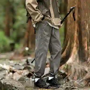 兰缪 美式复古日系简约高街风潮流基础日常通勤山系户外运动宽松清爽透气柔软百搭亲肤长裤束脚纯色直筒垂感系带休闲裤 男女同款