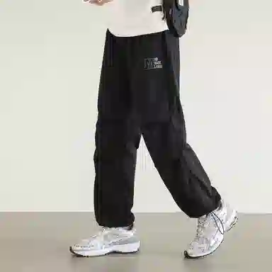 兰缪 日系基础款字母简约日常户外运动透气通勤舒适美式复古时尚百搭宽松直筒休闲裤 男女同款