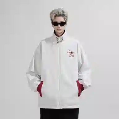 兰缪 美式复古纯色基础款字母防风日常山系通勤户外宽松长袖两面穿夹克外套 男女同款