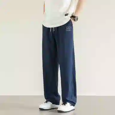 兰缪 美式复古日系高街风简约基础款日常通勤户外山系运动宽松清爽透气潮流柔软百搭亲肤直筒裤长裤垂感系带长裤休闲裤 男女同款