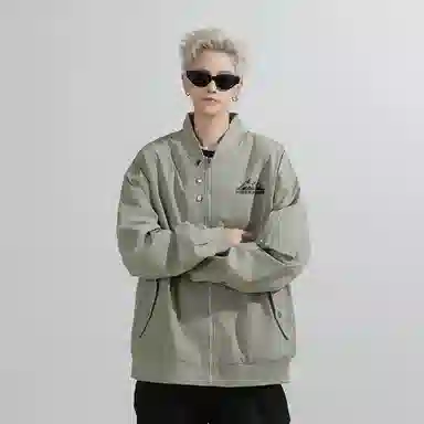 兰缪 美式高街风复古纯色基础款通勤户外休闲宽松夹克外套 男女同款