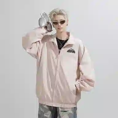 兰缪 美式百搭休闲宽松圆领运动长袖夹克外套 男女同款