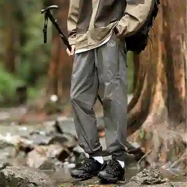 兰缪 美式复古日系简约高街风潮流基础日常通勤山系户外运动宽松清爽透气柔软百搭亲肤长裤束脚纯色直筒垂感系带休闲裤 男女同款