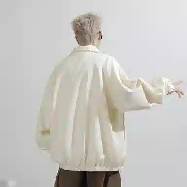 兰缪 美式百搭休闲宽松圆领运动长袖夹克外套 男女同款