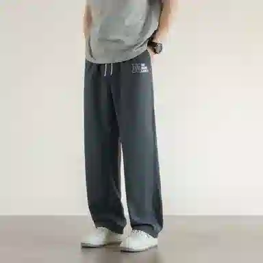 兰缪 美式复古日系简约高街风基础款日常通勤山系户外运动宽松清爽透气潮流柔软百搭亲肤直筒裤长裤垂感系带长裤休闲裤 男女同款