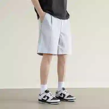 兰缪 美式复古纯色高街风基础款户外日常柔软通勤亲肤舒适透气运动直筒宽松五分裤休闲短裤 男女同款