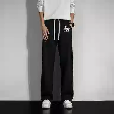 兰缪 美式复古日系简约纯色高街风潮流基础款山系户外日常通勤运动舒适宽松清爽透气百搭柔软亲肤直筒裤垂感系带长裤休闲裤 男女同款