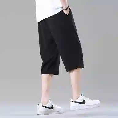 兰缪 美式日系户外复古透气舒适日常运动高街简约基础款设计印花百搭通勤山系宽松清爽潮流柔软垂感直筒纯色系带休闲短裤 男女同款