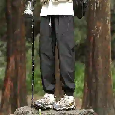 兰缪 基础款纯色宽松系带直筒垂感日常户外运动穿搭休闲裤 男女同款