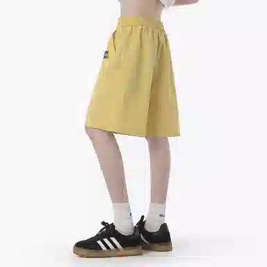 兰缪 美式日系户外日常柔软复古舒适透气运动高街基础款简约印花设计百搭通勤山系宽松清爽直筒潮流垂感纯色系带休闲短裤 男女同款