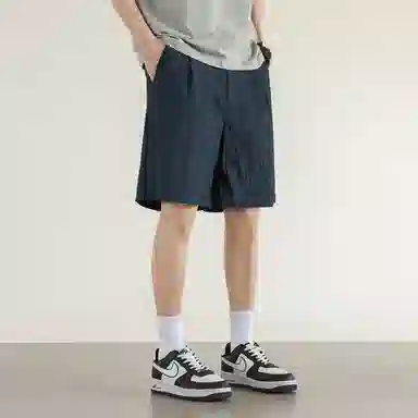兰缪 美式复古纯色高街风基础款户外日常柔软通勤亲肤舒适透气运动直筒宽松五分裤休闲短裤 男女同款