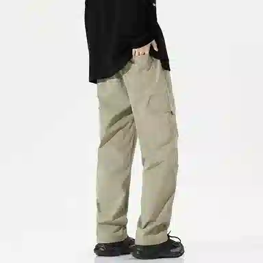 兰缪 美式复古日系简约纯色高街风基础款山系户外日常通勤跑步运动舒适宽松清爽透气潮流百搭柔软亲肤直筒裤垂感系带休闲裤 男女同款