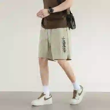 兰缪 日系纯色基础款户外运动简约美式复古品牌轻薄亲肤百搭日常通勤舒适透气系带五分休闲短裤 男女同款