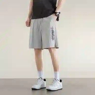 兰缪 日系纯色基础款户外运动简约美式复古品牌轻薄亲肤百搭日常通勤舒适透气系带五分休闲短裤 男女同款